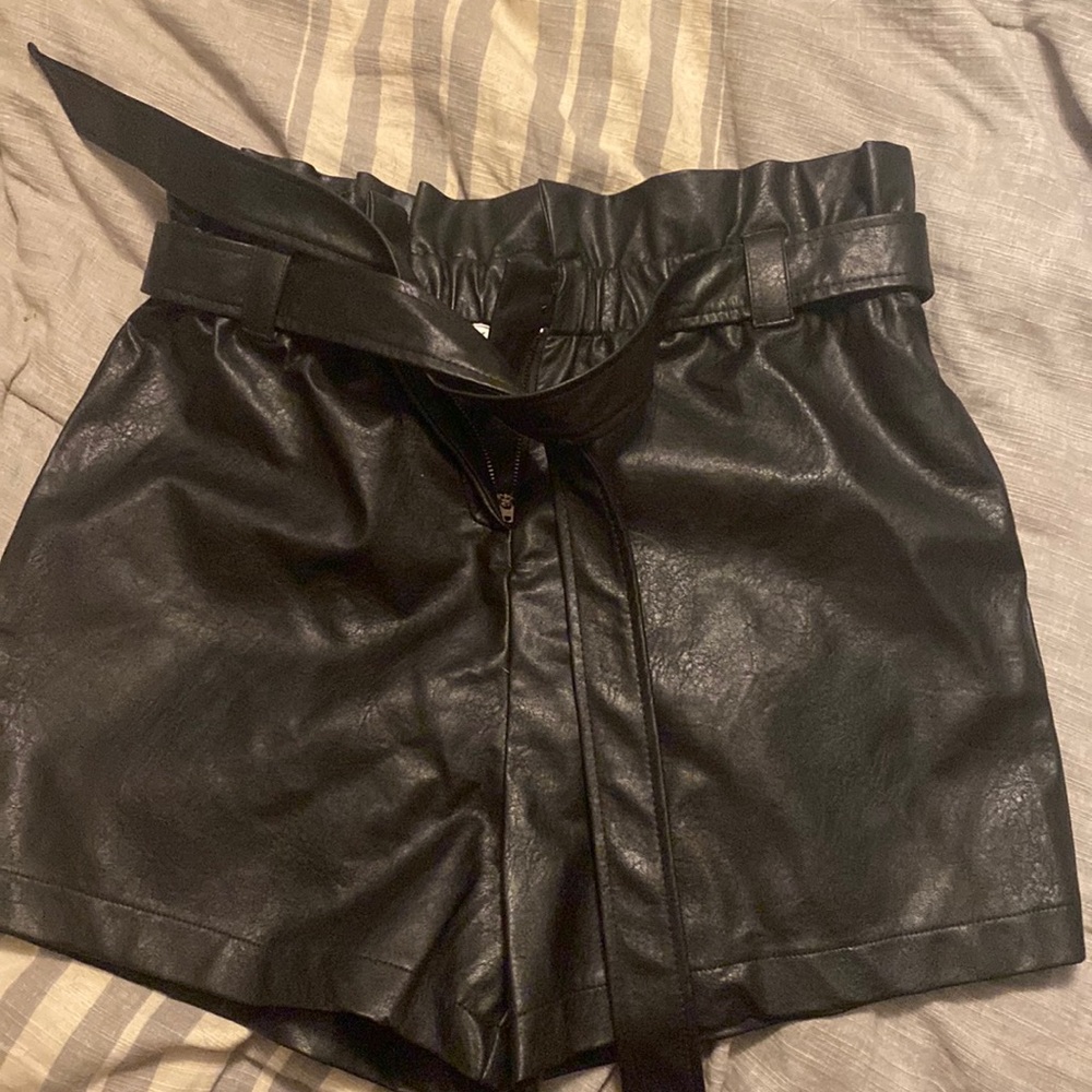 Leather fashion shorts. Size L